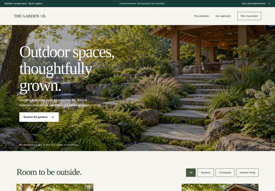 Preview of the fictional Landscaping / 05 website