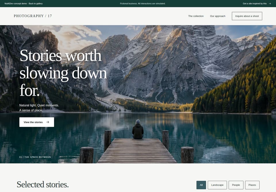 Preview of the fictional Photography / 17 website